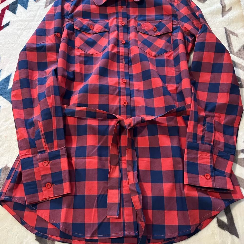 Plaid Button Down Shirt - Red and Blue - Picture 3 of 4